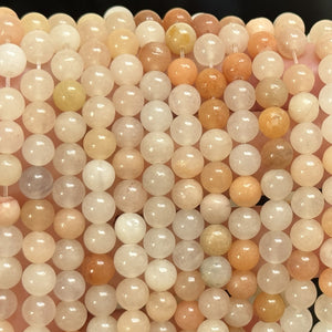 Pink Peach Aventurine 6mm round natural gemstone beads 15" strand - Oz Beads 
