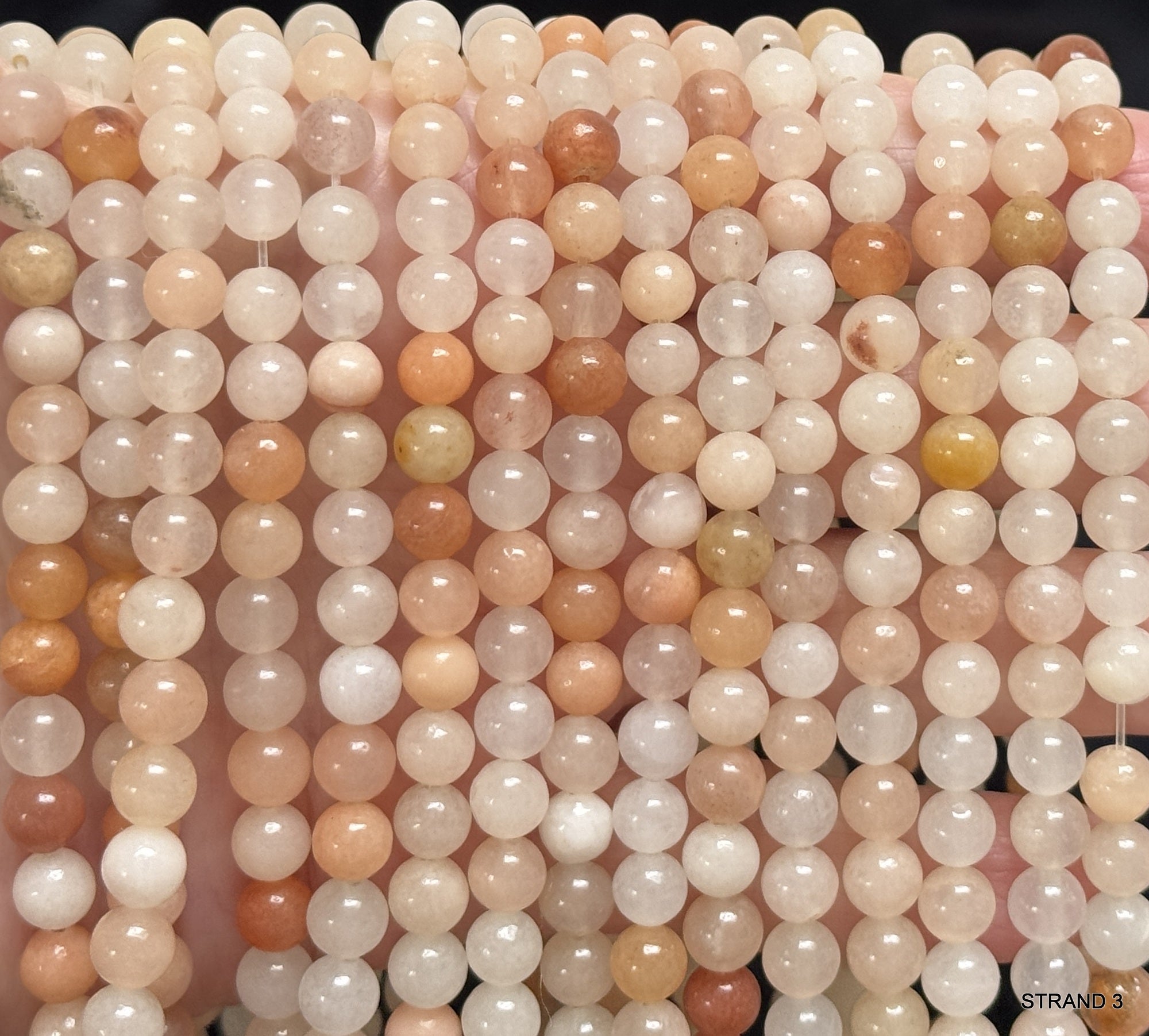 Pink Peach Aventurine 6mm round natural gemstone beads 15" strand - Oz Beads 