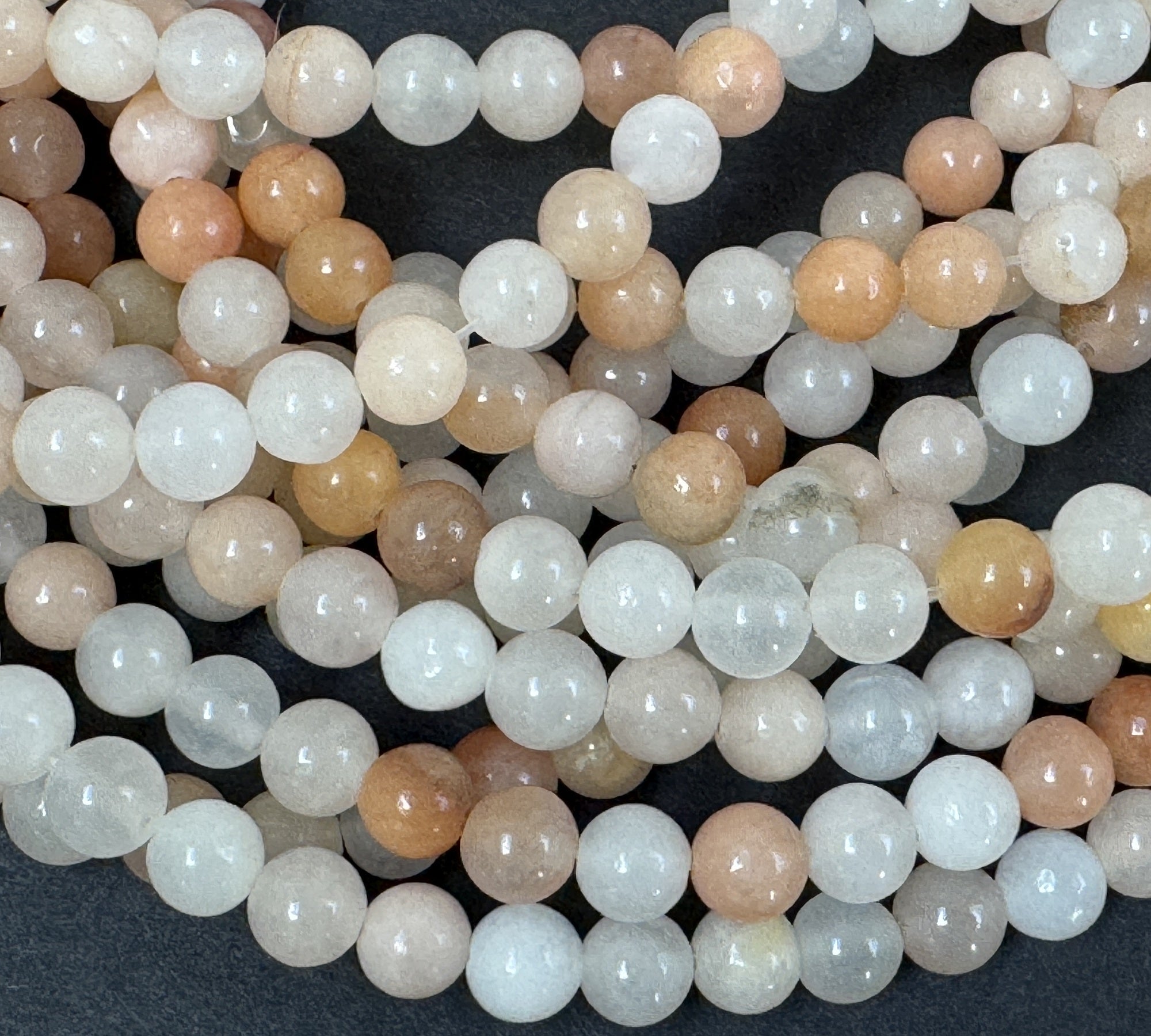 Pink Peach Aventurine 6mm round natural gemstone beads 15" strand - Oz Beads 