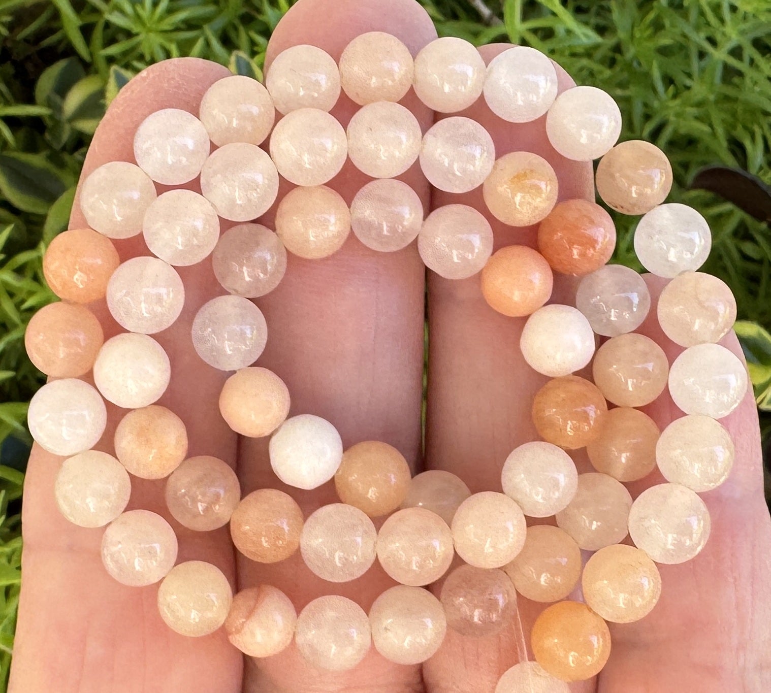 Pink Peach Aventurine 6mm round natural gemstone beads 15" strand - Oz Beads 
