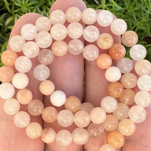 Pink Peach Aventurine 6mm round natural gemstone beads 15" strand - Oz Beads 