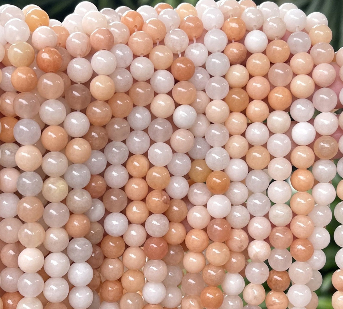 Pink Peach Aventurine 8mm round natural gemstone beads 15" strand - Oz Beads 