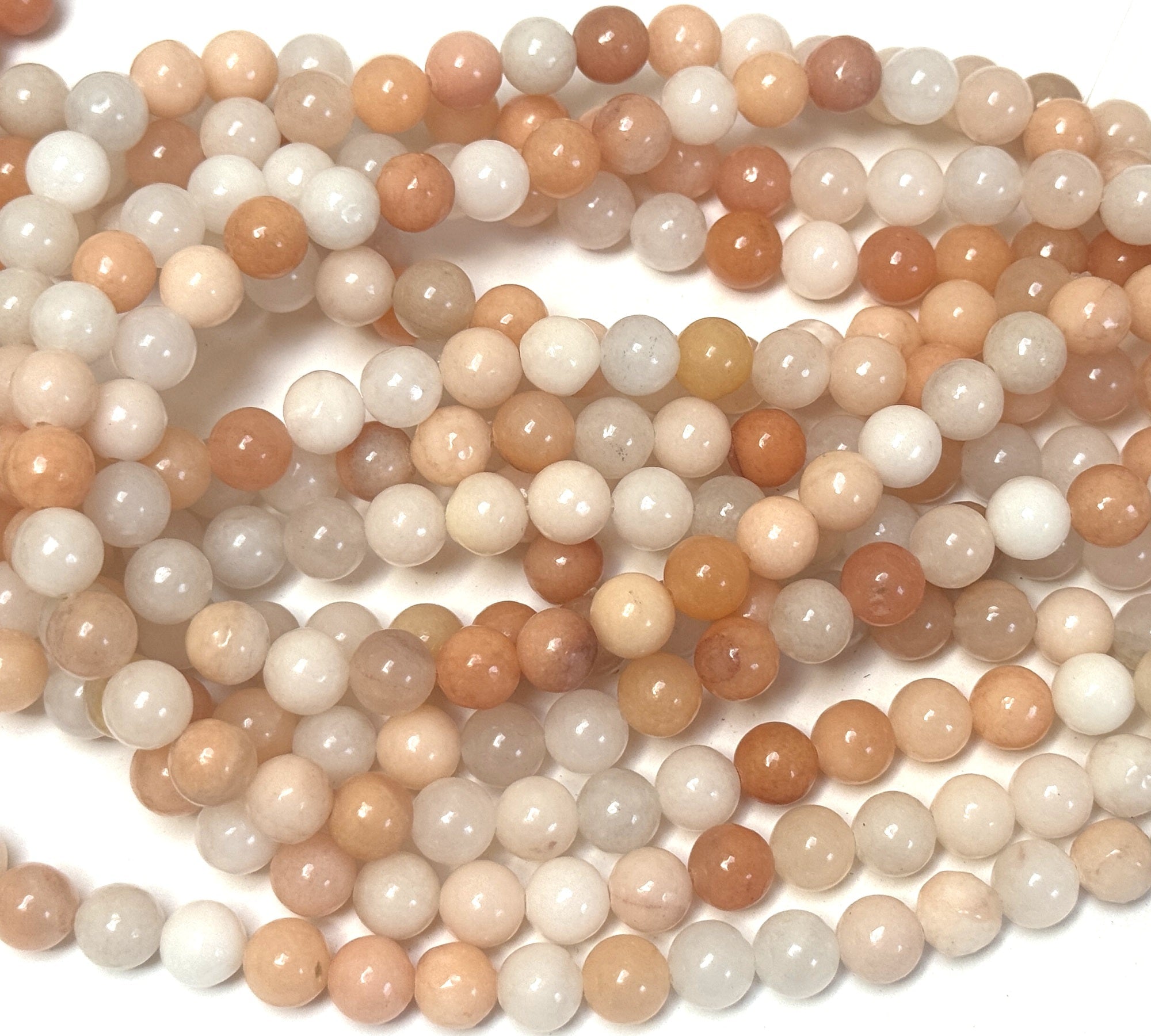 Pink Peach Aventurine 8mm round natural gemstone beads 15" strand - Oz Beads 