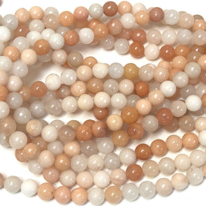 Pink Peach Aventurine 8mm round natural gemstone beads 15" strand - Oz Beads 