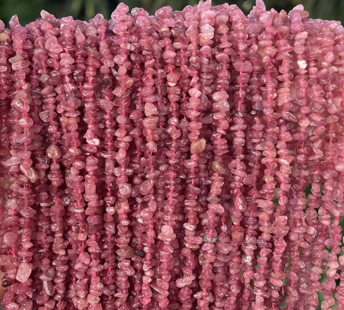 Pink Tourmaline 3-5mm tiny chip beads natural gemstone chips 16" strand - Oz Beads 