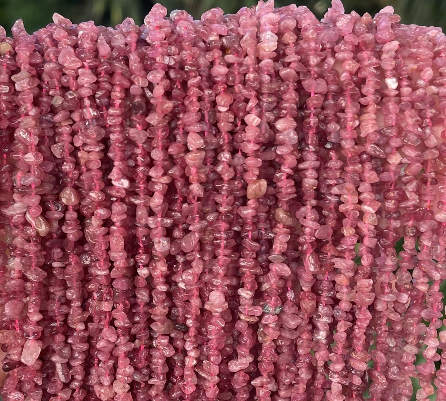 Pink Tourmaline 3-5mm tiny chip beads natural gemstone chips 16" strand - Oz Beads 