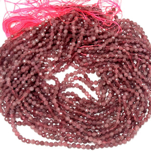 Pink Tourmaline 3mm,4mm faceted round natural gemstone beads 15.5" strand - Oz Beads 