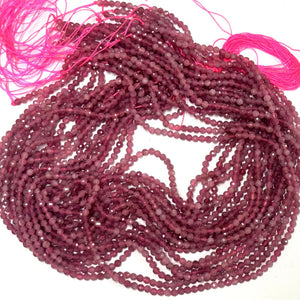 Pink Tourmaline 3mm,4mm faceted round natural gemstone beads 15.5" strand - Oz Beads 