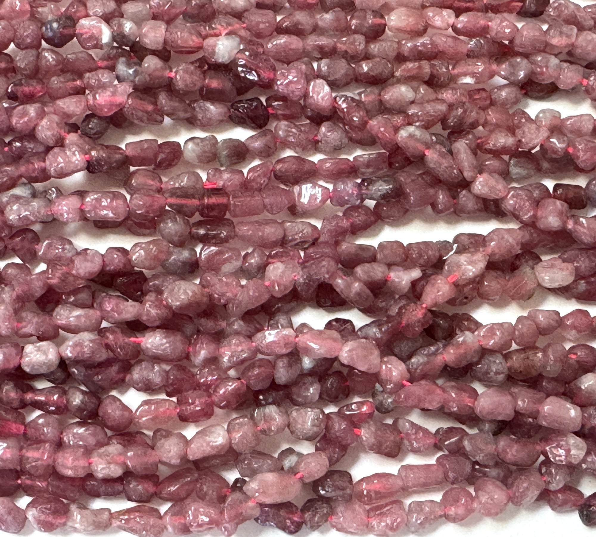 Pink Tourmaline 4-5mm tiny nuggets natural gemstone beads 15.5" strand - Oz Beads 