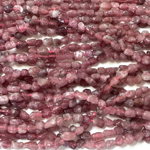 Pink Tourmaline 4-5mm tiny nuggets natural gemstone beads 15.5" strand - Oz Beads 