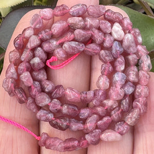 Pink Tourmaline 4-5mm tiny nuggets natural gemstone beads 15.5" strand - Oz Beads 