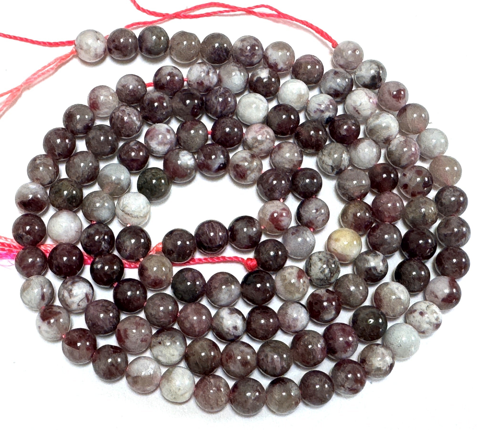 Pink Tourmaline Eudialyte 6mm round natural gemstone beads 15.5" strand - Oz Beads 
