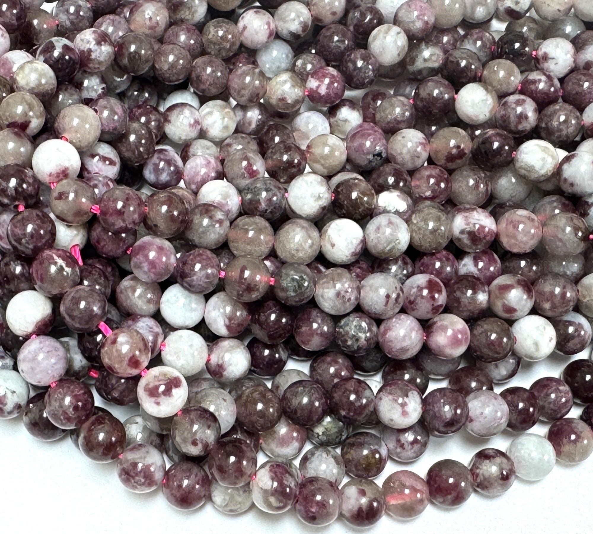 Pink Tourmaline Eudialyte 6mm round natural gemstone beads 15.5" strand - Oz Beads 