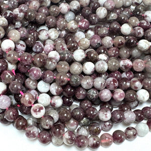 Pink Tourmaline Eudialyte 6mm round natural gemstone beads 15.5" strand - Oz Beads 