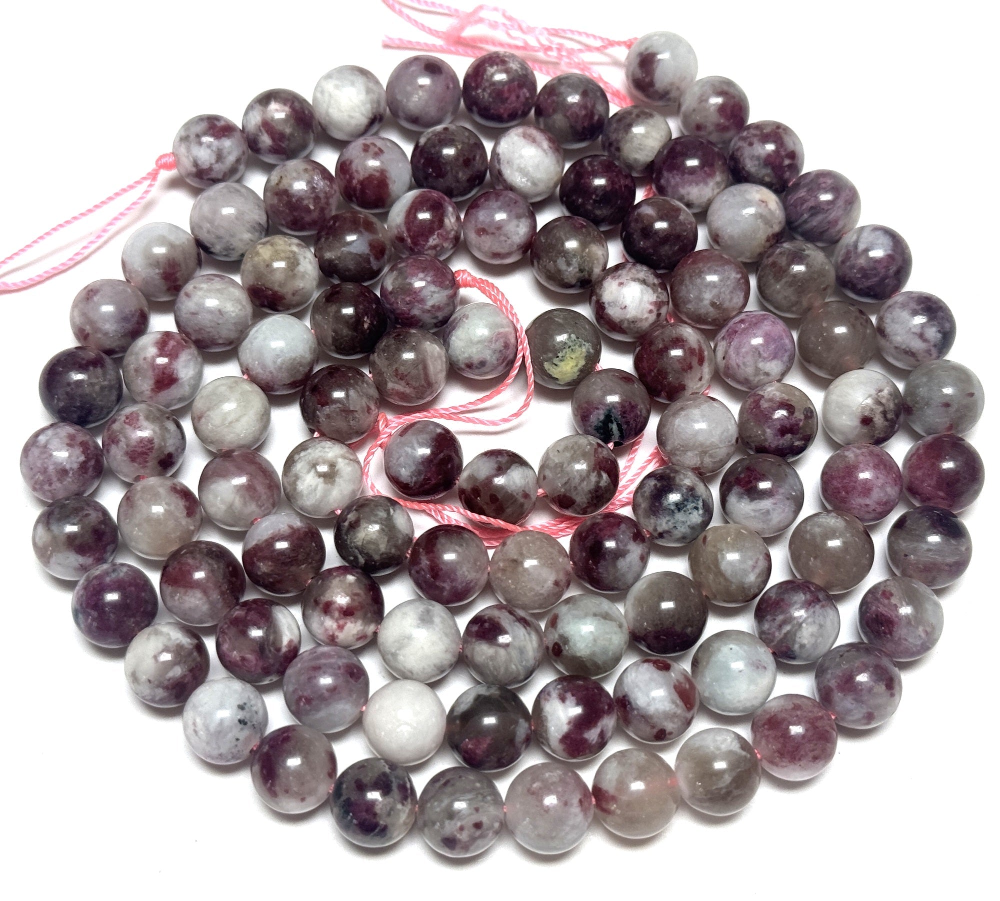 Pink Tourmaline Eudialyte 8mm round natural gemstone beads 15.5" strand - Oz Beads 