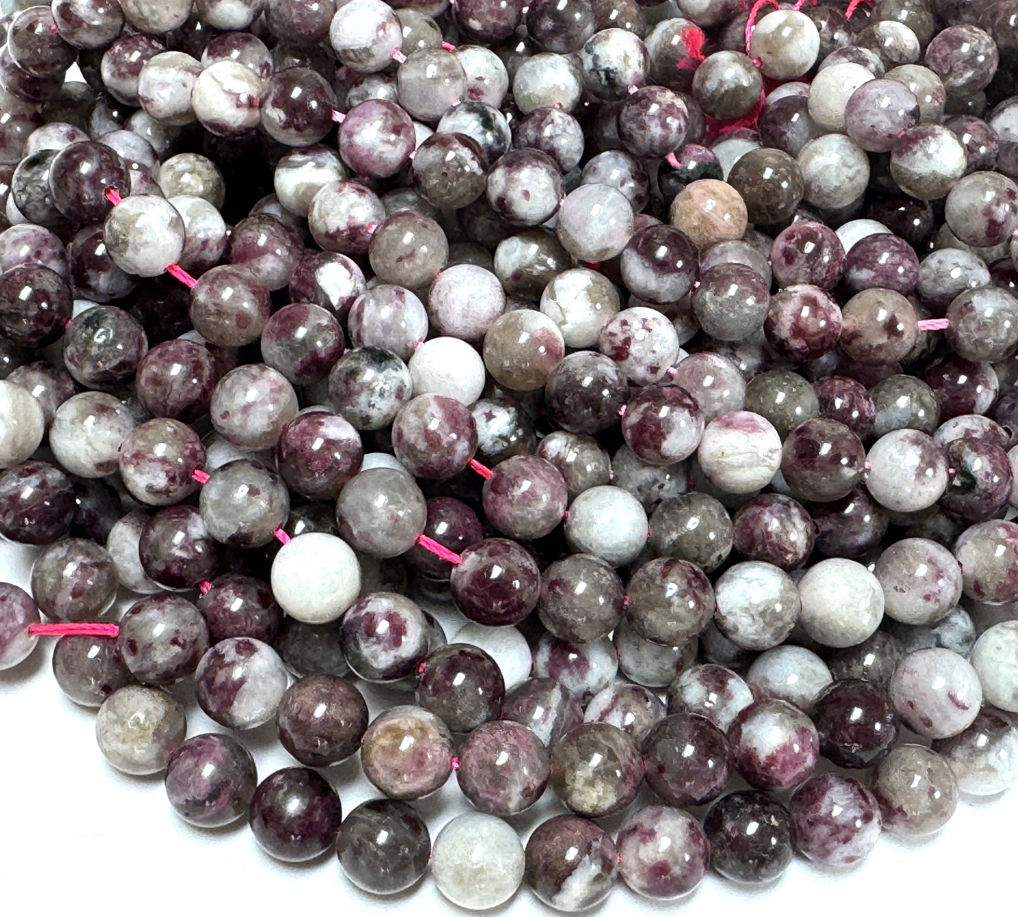 Pink Tourmaline Eudialyte 8mm round natural gemstone beads 15.5" strand - Oz Beads 