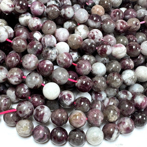 Pink Tourmaline Eudialyte 8mm round natural gemstone beads 15.5" strand - Oz Beads 
