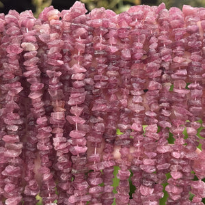 Pink Tourmaline raw rough chip beads natural gemstone chips 16" strand - Oz Beads 