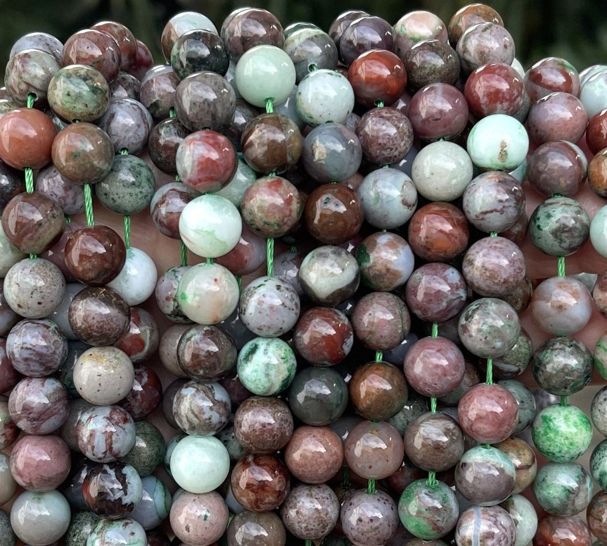 Portuguese Agate 10mm round gemstone beads 15.5" strand - Oz Beads 