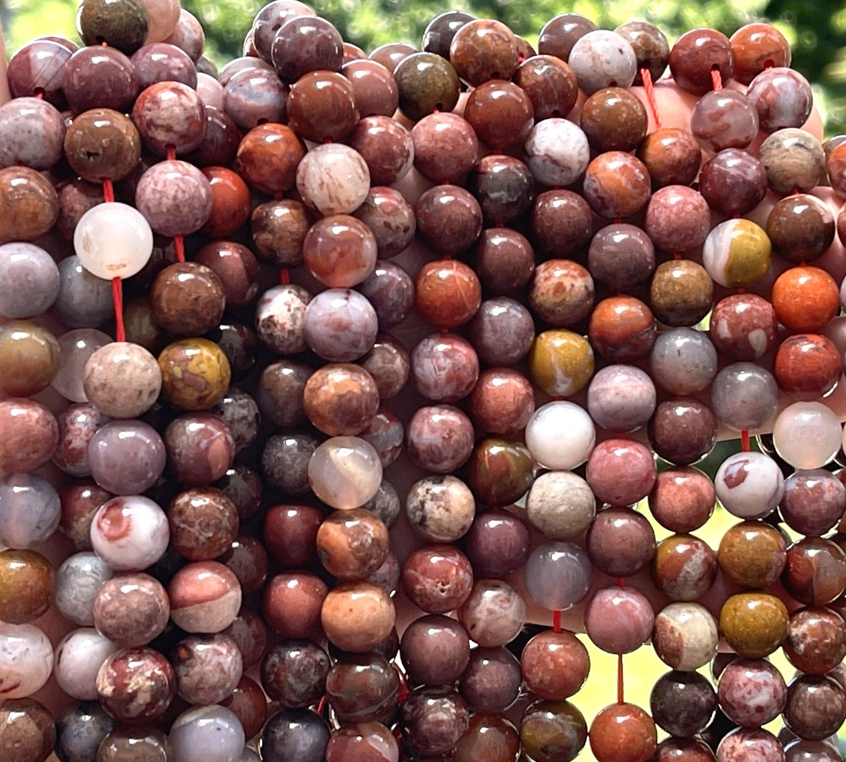 Portuguese Agate 10mm round natural gemstone beads 15.5" strand - Oz Beads 