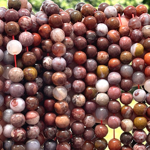 Portuguese Agate 10mm round natural gemstone beads 15.5" strand - Oz Beads 