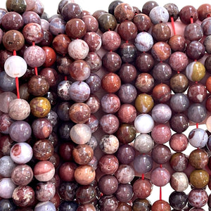 Portuguese Agate 10mm round natural gemstone beads 15.5" strand - Oz Beads 
