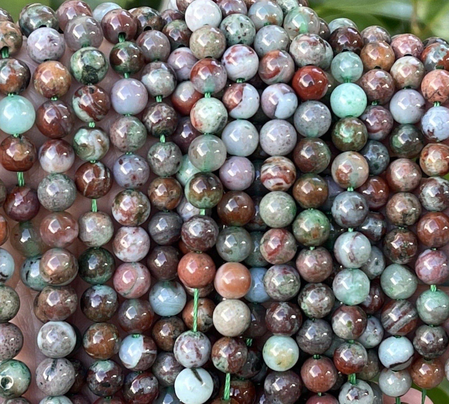 Portuguese Agate 6mm round gemstone beads 15" strand
