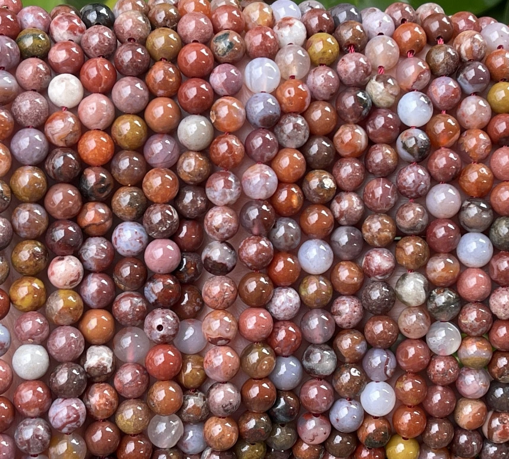 Portuguese Agate 6mm round natural gemstone beads 15.5" strand