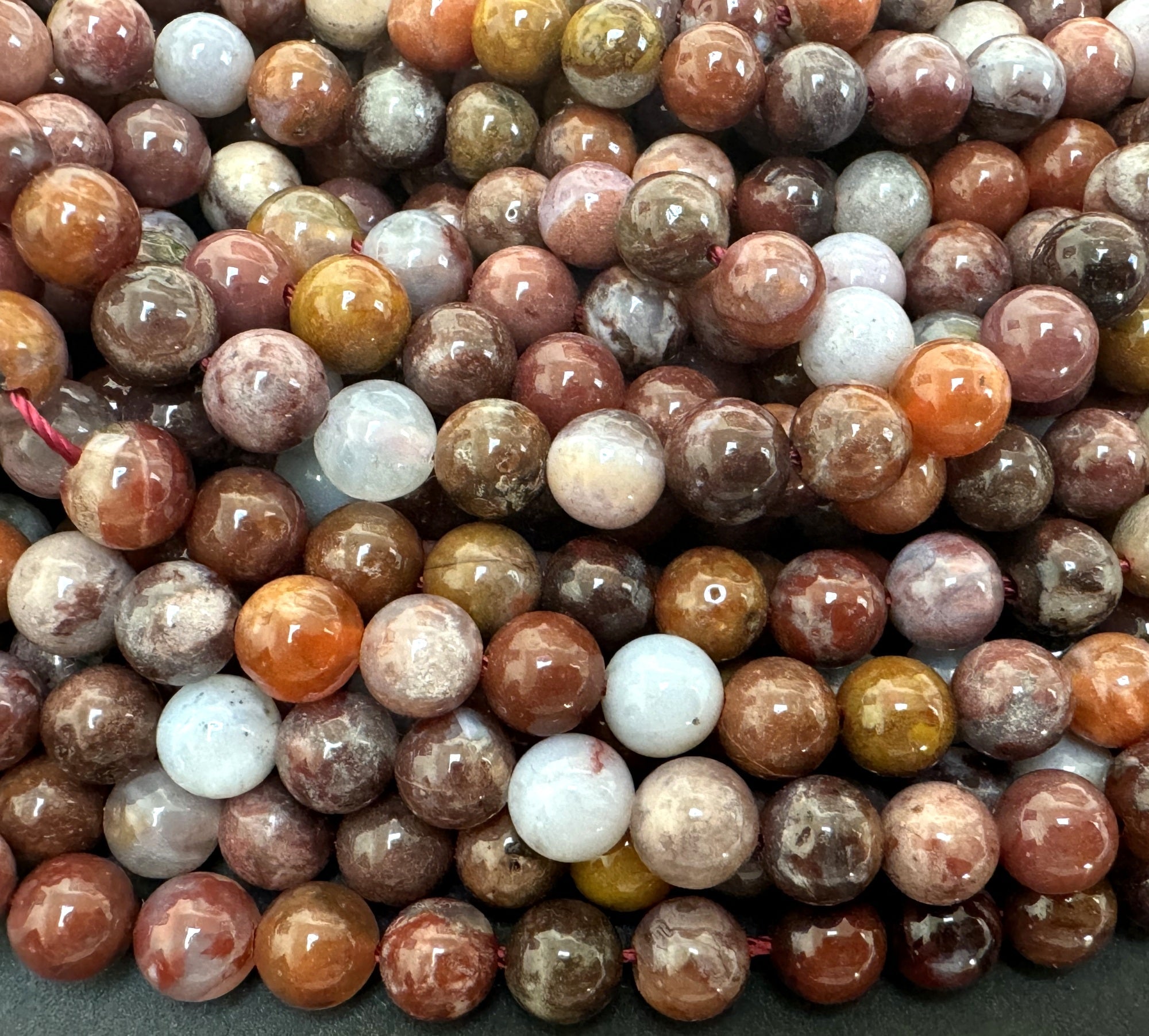 Portuguese Agate 6mm round natural gemstone beads 15.5" strand