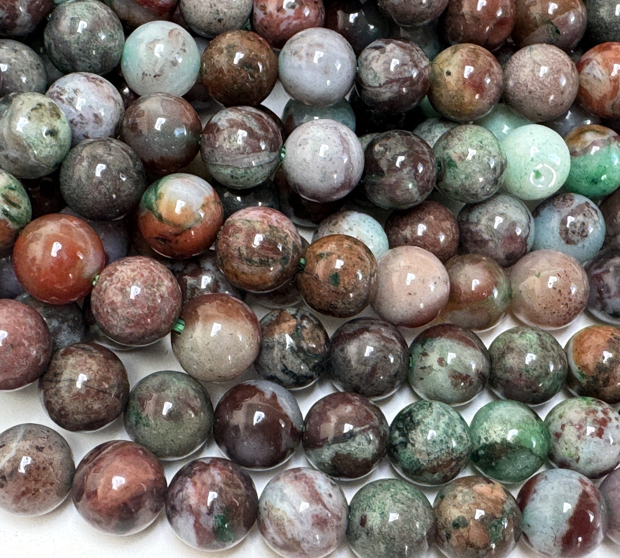 Portuguese Agate 8mm round gemstone beads 15.5" strand - Oz Beads 