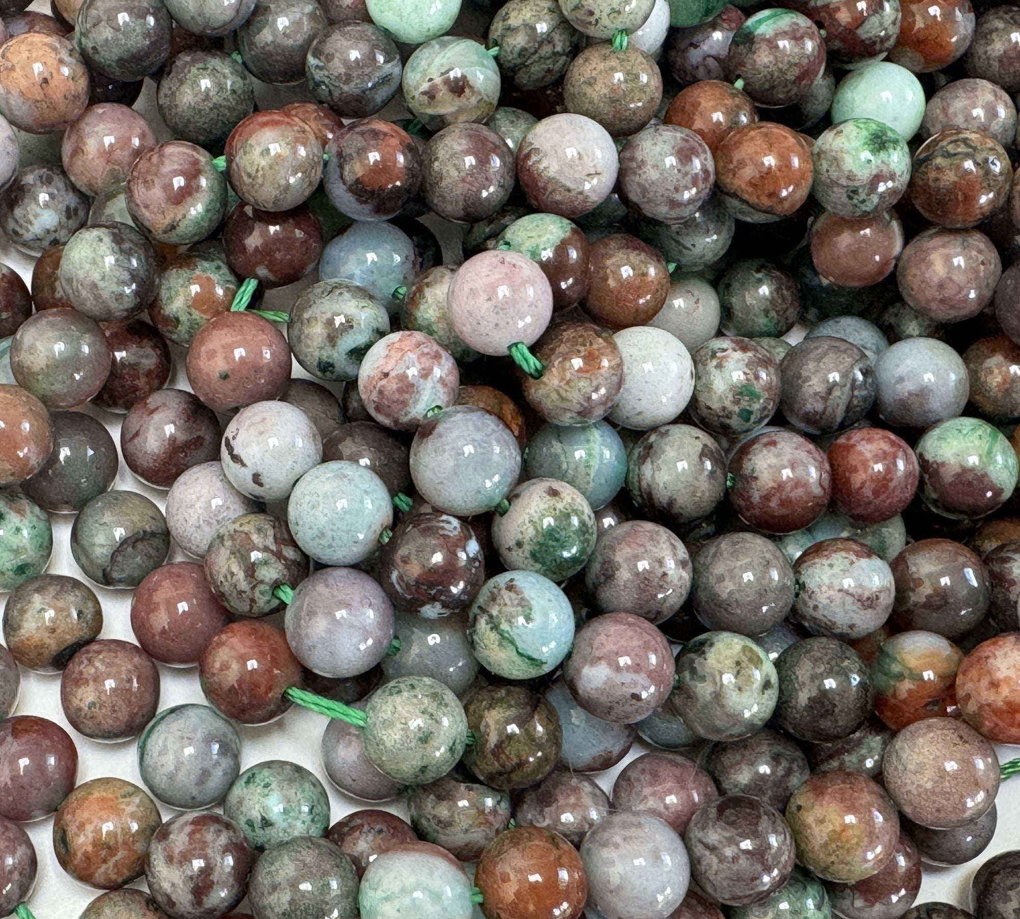 Portuguese Agate 8mm round gemstone beads 15.5" strand - Oz Beads 