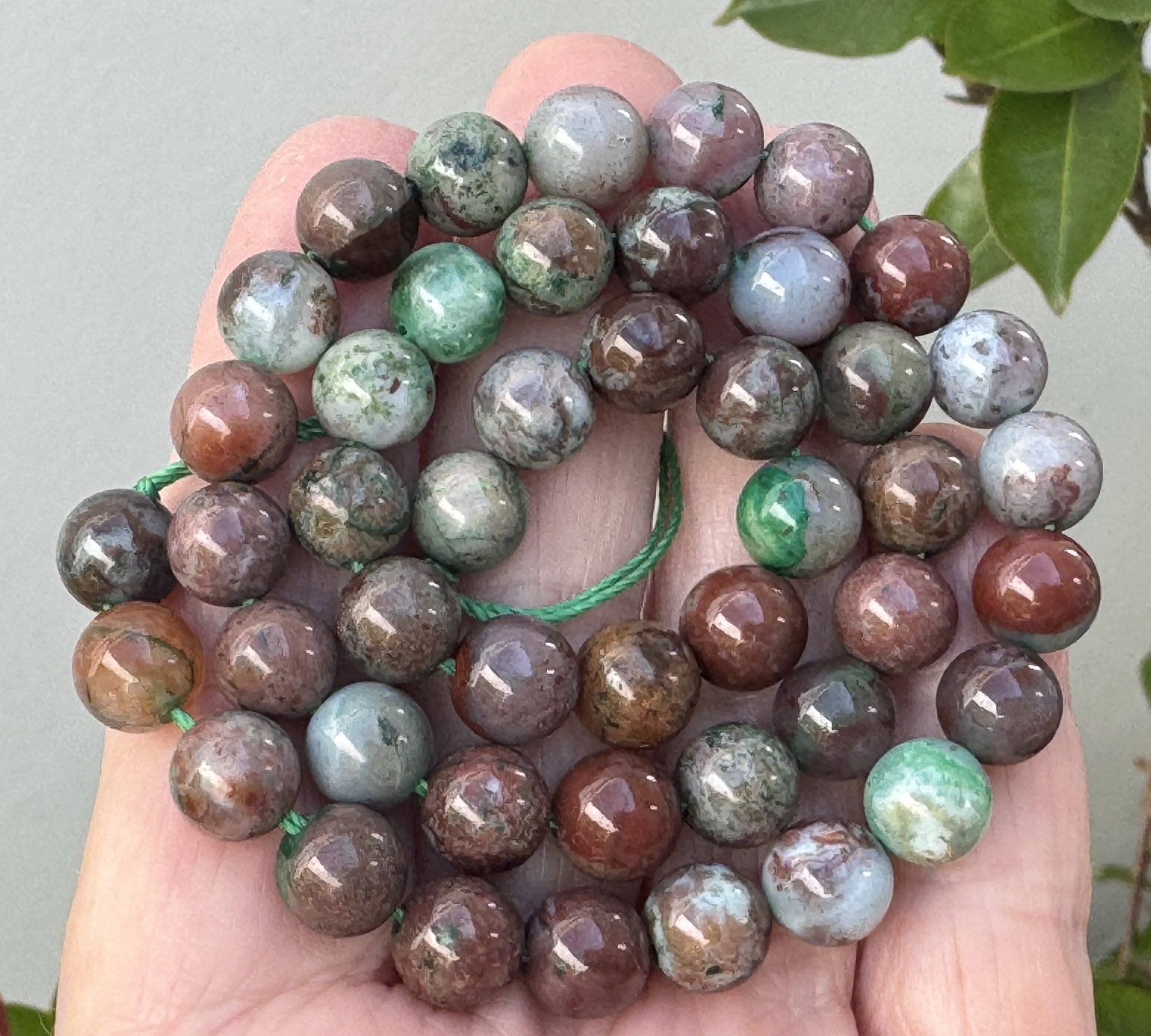 Portuguese Agate 8mm round gemstone beads 15.5" strand - Oz Beads 