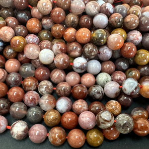 Portuguese Agate 8mm round natural gemstone beads 15.5" strand - Oz Beads 
