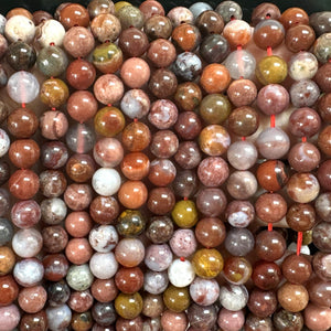 Portuguese Agate 8mm round natural gemstone beads 15.5" strand - Oz Beads 