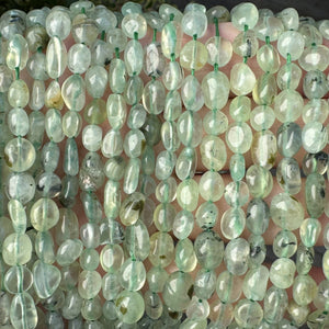 Prehnite 6-8mm nuggets natural gemstone beads 15" strand - Oz Beads 