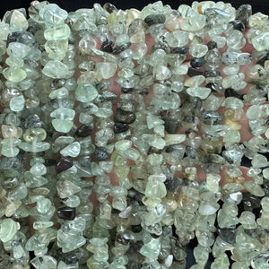 Prehnite 6-9mm chip beads natural gemstone chips 32" strand - Oz Beads 