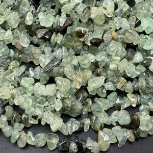 Prehnite 6-9mm chip beads natural gemstone chips 32" strand - Oz Beads 
