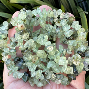 Prehnite 6-9mm chip beads natural gemstone chips 32" strand - Oz Beads 