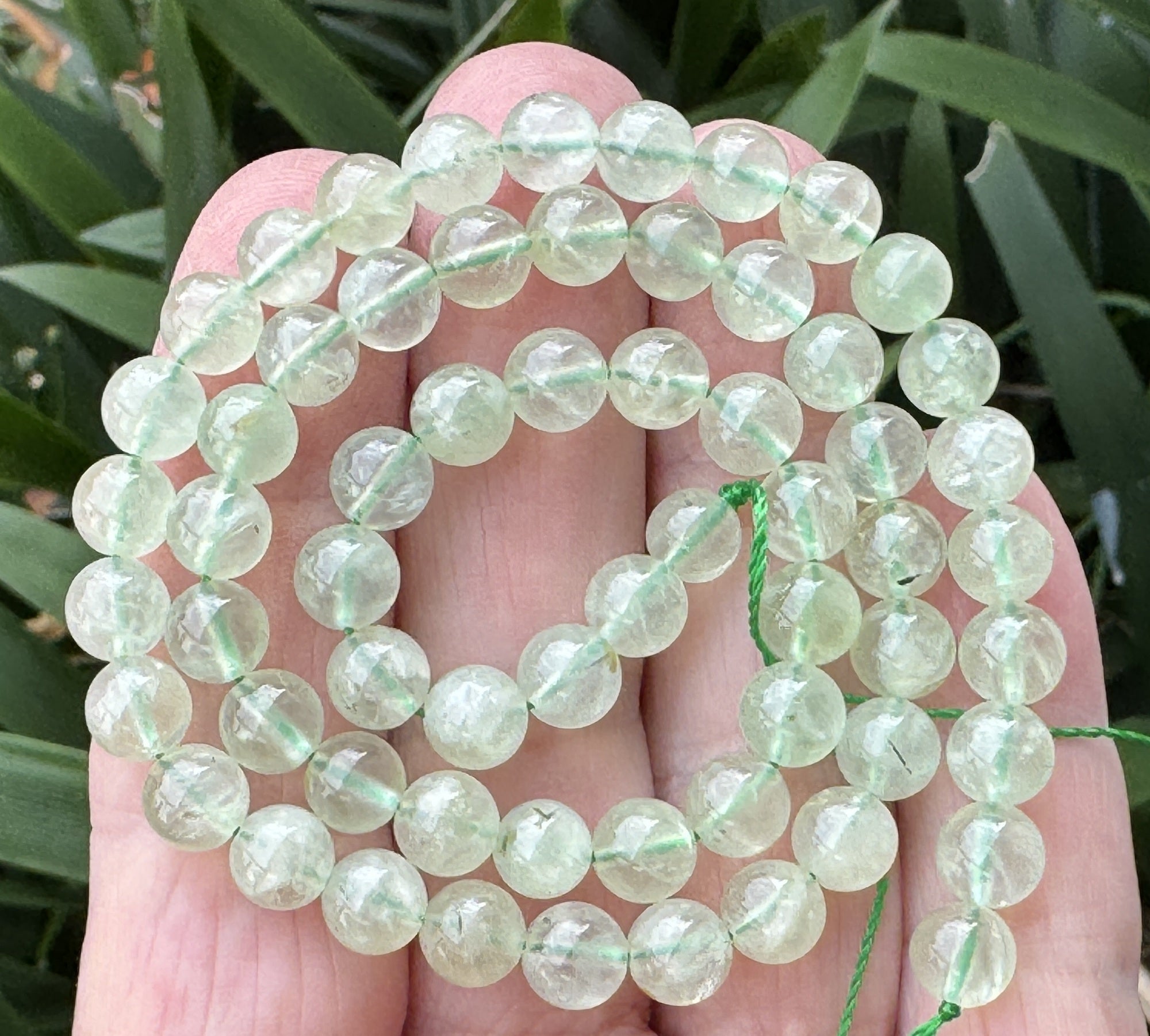 Prehnite 6mm round natural gemstone beads 15.5" strand - Oz Beads 