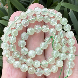 Prehnite 6mm round natural gemstone beads 15.5" strand - Oz Beads 