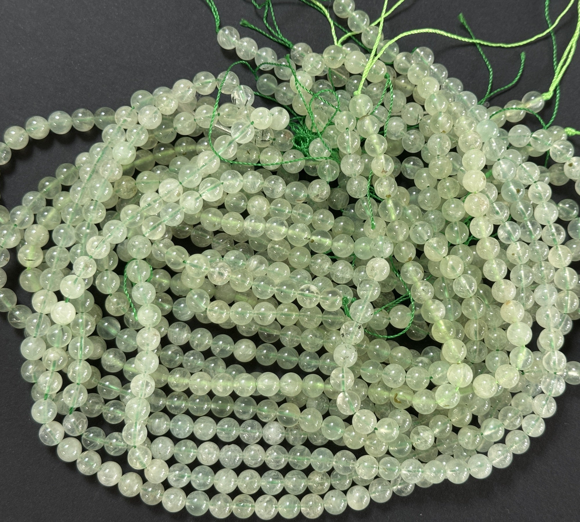 Prehnite 6mm round natural gemstone beads 15.5" strand - Oz Beads 