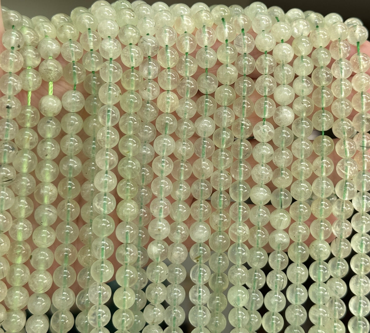 Prehnite 6mm round natural gemstone beads 15.5" strand - Oz Beads 