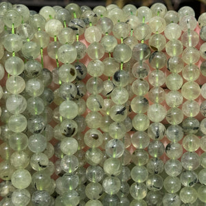 Prehnite 8-9mm round natural gemstone beads 39cm strand - Oz Beads 