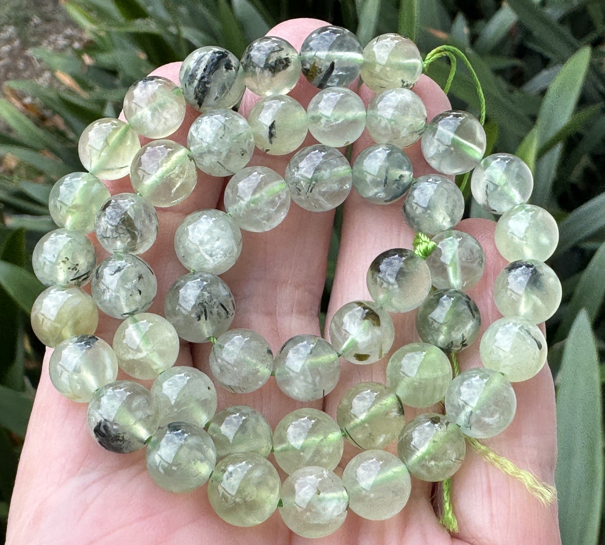 Prehnite 8-9mm round natural gemstone beads 39cm strand - Oz Beads 
