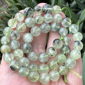 Prehnite 8-9mm round natural gemstone beads 39cm strand - Oz Beads 