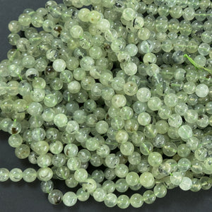 Prehnite 8-9mm round natural gemstone beads 39cm strand - Oz Beads 
