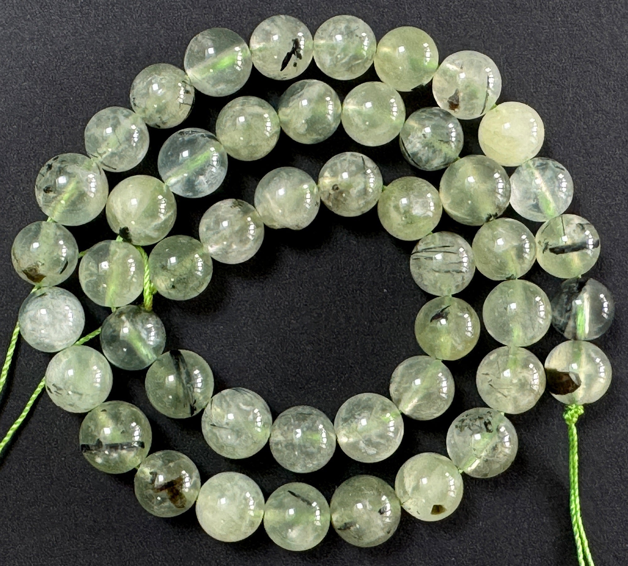 Prehnite 8-9mm round natural gemstone beads 39cm strand - Oz Beads 