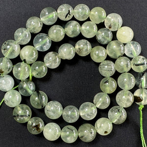 Prehnite 8-9mm round natural gemstone beads 39cm strand - Oz Beads 