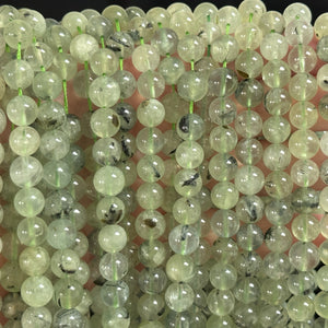 Prehnite 8-9mm round natural gemstone beads 39cm strand - Oz Beads 