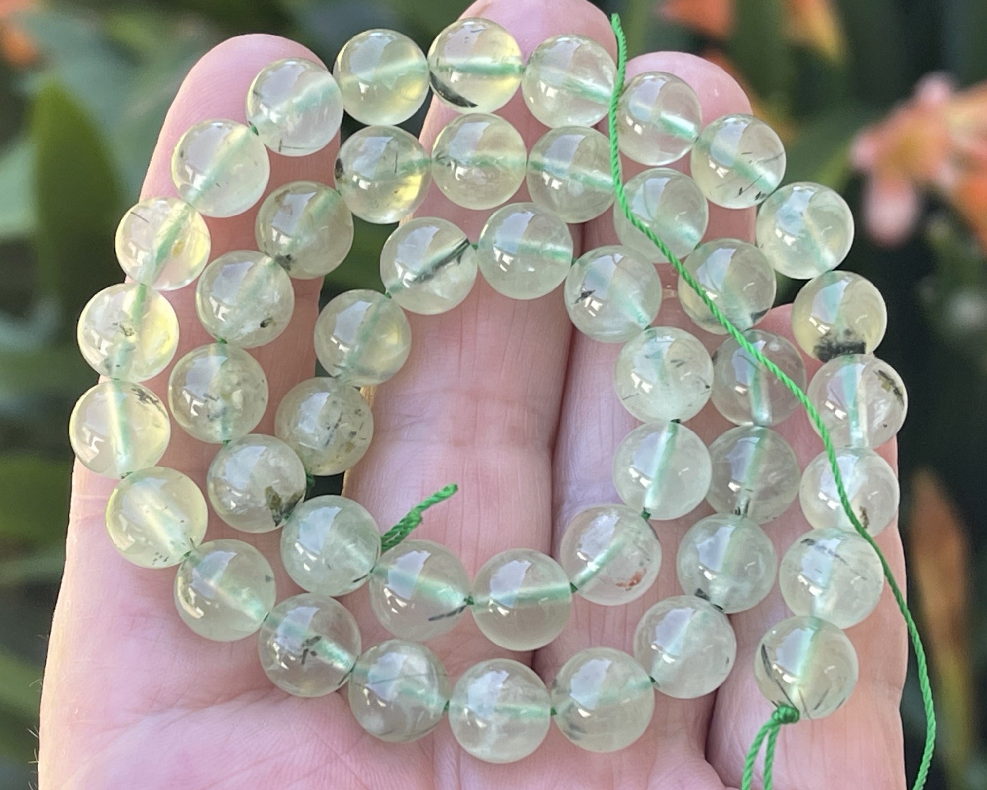 Prehnite 8mm round beads natural gemstones 15.5" strand - Oz Beads 